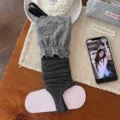 Grey lace stirrup leg warmers sweet Lolita style stacked socks for women autumn fashion. - One Size / Dark Gray