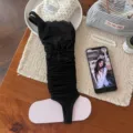 Black lace stirrup leg warmers sweet Lolita gothic stack socks autumn Japanese leg covers - One Size / Black