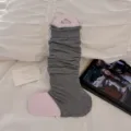 Grey ballet style stirrup leg warmers, cozy slouch socks for women, Korean fashion autumn. - One Size / Medium Grey