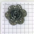 Black rhinestone flower patch diy accessory, sparkling crystal floral applique for clothing shoes. - Black Multilayer Flower Style (1)