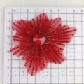 Detailed close-up of red mesh rhinestone flower DIY accessory, showing sparkling crystals. - Red Mesh Large Rhinestone Style (4)