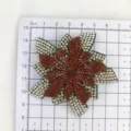 Rhinestone flower accessory detail showing sparkling red and clear crystals on grid. - Double Layer Bicolor Rhinestone Style (3) / Red & Black