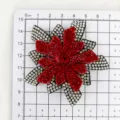 Rhinestone flower accessory detail showing size on grid board, perfect for DIY phone cases and shoes. - Red Center