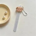 Cute cartoon dog nail file, portable manicure sanding strip with pearl chain and ceramic dish. - Dog / Coffee