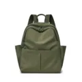 Casual nylon backpack for women, multi-pocket travel daypack with water-resistant fabric. - Green