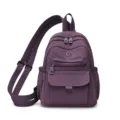 Purple nylon casual backpack for women, lightweight multi-pocket travel daypack daily use. - Purple