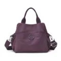 Casual purple nylon tote bag with top handles and shoulder strap for women commuter daily use - Purple