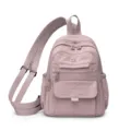 Women nylon convertible backpack casual travel daypack casual anti theft chest bag pink - Pink