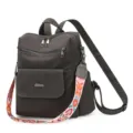 Women anti-theft backpack casual daypack with colorful wide strap large capacity casual bag - Black