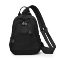 New nylon backpack for women, compact yet spacious, versatile commuter multi-compartment design. - Black