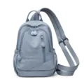 Gray nylon small backpack, lightweight multi-compartment casual daypack for women daily commute. - Blue
