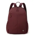 Casual burgundy nylon backpack for women, lightweight travel daypack with multiple pockets. - Brick Red