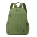 Green nylon backpack for women, lightweight casual travel school bag with large capacity. - Green