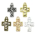 5st vintage metaal kruis hangers legering doe-het-zelf sieraden accessoires voor ketting armband - Hollow Kruis (19x13mm) / Antiek Zilver