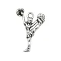 Silver cheerleader metal charm pendant for DIY necklace bracelet jewelry making accessories. - Cheerleader