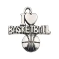 Basketball alloy charm pendant DIY necklace bracelet accessories sports theme jewelry piece - I Love Basketball
