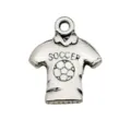 Silver soccer jersey metal pendant charm for DIY necklace bracelet jewelry making sports theme. - Soccer Jersey
