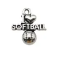 Silver softball charm alloy DIY pendant sports jewelry accessory for necklace bracelet making. - I Love Baseball