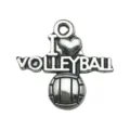 Volleyball charm pendant silver alloy DIY jewelry making accessory for necklace bracelet keychain - I Love Volleyball