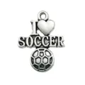 Silver soccer sports charm pendant for DIY necklace bracelet jewelry making accessories - I Love Soccer