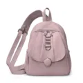 Women multi-functional nylon backpack stylish lightweight pink commuter travel bag daily use - Pink