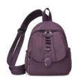 Multi-functional purple nylon women's backpack casual travel chest bag stylish daily daypack - Purple