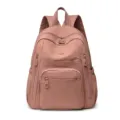 Women waterproof nylon backpack casual travel school bag pink color variant style - Orange Red