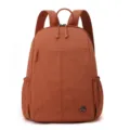 Lightweight nylon backpack for women casual daily commute travel daypack with multiple pockets - Caramel color