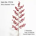Artificial red berry branch for home decor, Christmas floral arrangement and New Year. - Large 12-Fork Red Fruit 80cm (YT216)