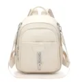 Beige women fashion casual backpack minimalist travel daypack light commuting bag SKU view - White