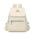 Beige women backpack casual fashion leather school bag daily travel daypack stylish bag - Off White