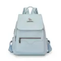 Casual stylish light blue women PU leather backpack daily school book bag handbag - Blue