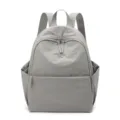 Washed nylon lightweight casual backpack for women, large capacity travel school bag. - Light Gray