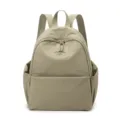 Washed nylon backpack for women, lightweight casual travel school bag with large capacity. - Khaki