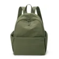 Casual army green washed nylon backpack for women, lightweight large capacity travel school bag. - Green