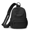 Black nylon waterproof backpack for women, multi-pocket casual large daily school bag. - Black