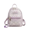Women mini backpack fashionable casual small daypack with delicate tassel and chic pattern. - Purple