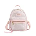 Women mini backpack cute pink casual daypack nylon school bag with tassel and zipper. - Pink