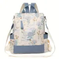 Stylish floral print women backpack casual multi-functional anti-theft shoulder bag - Multicolor