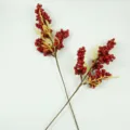 Artificial red winterberry branches for New Year home decor, 6-7 forks lucky fruit floral. - 3-Fork Granule Fruit (YT212)