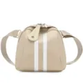 Women canvas crossbody bag casual beige shell shoulder bag with stylish vertical white stripes - Beige
