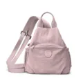 Pink nylon multi-functional backpack lightweight casual chest bag anti-splash commuting - Pink