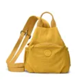 Waterproof nylon backpack casual travel small daypack multi-functional yellow shoulder bag - Yellow