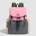 Colorblock women's casual backpack lightweight school bag for daily outdoor travel activities - Pink