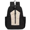 Black beige lightweight foldable backpack, large capacity outdoor travel sports daypack - Black