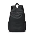 Black nylon backpack for women, large capacity casual school and commuting bag. - Black