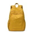 Yellow nylon backpack for women, large capacity casual school bookbag for daily commute. - Yellow