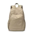 Khaki nylon casual backpack for women, lightweight waterproof school book bag with multi pockets - Off White