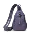 Women purple nylon sling bag lightweight casual crossbody chest daypack with multi pockets - Purple