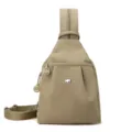 Casual minimalist sling backpack for women and men, stylish khaki nylon chest daypack - Khaki
